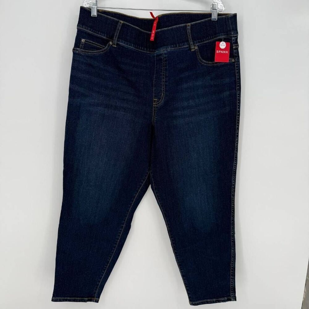 Spanx Ankle Skinny Jeans Midnight Shade Blue Size 3XL Petite